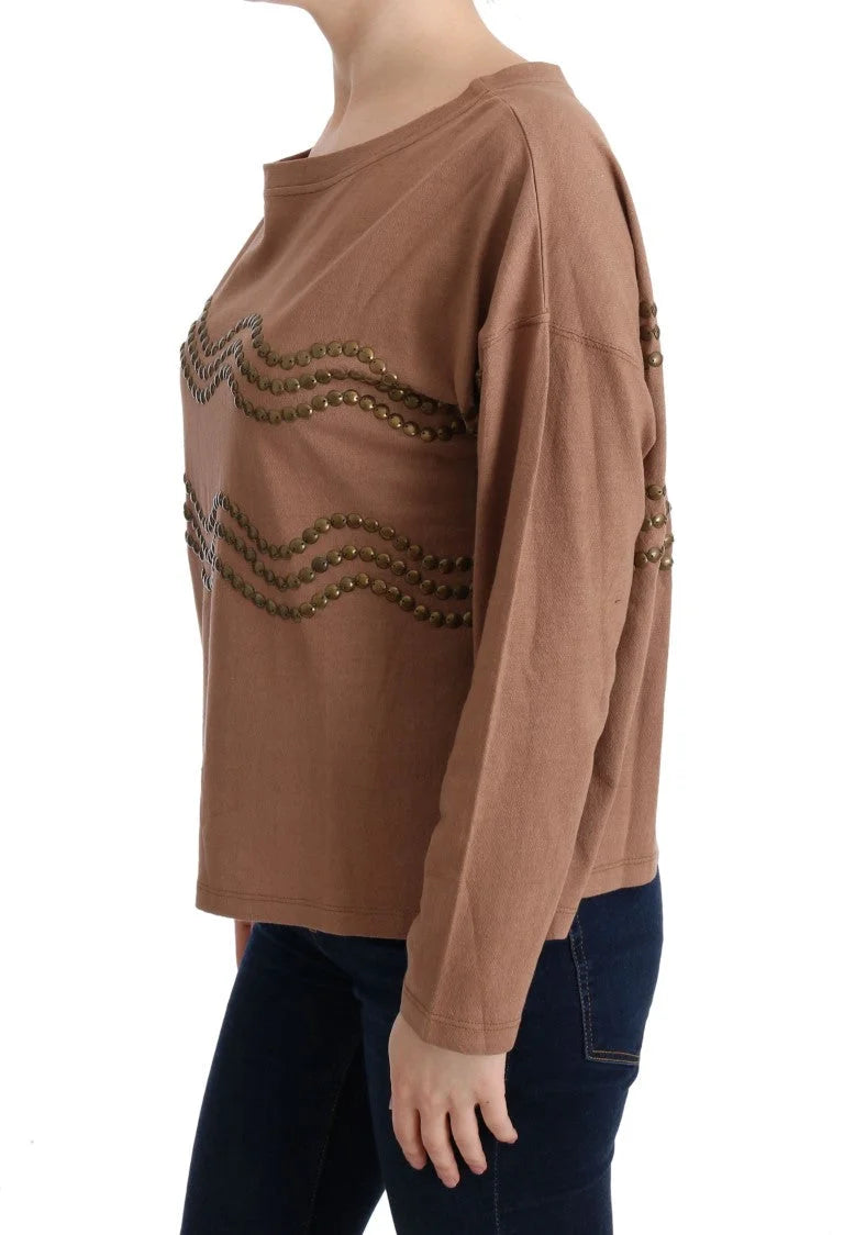 John Galliano Brown Cotton Studded Sweater - Sweaters