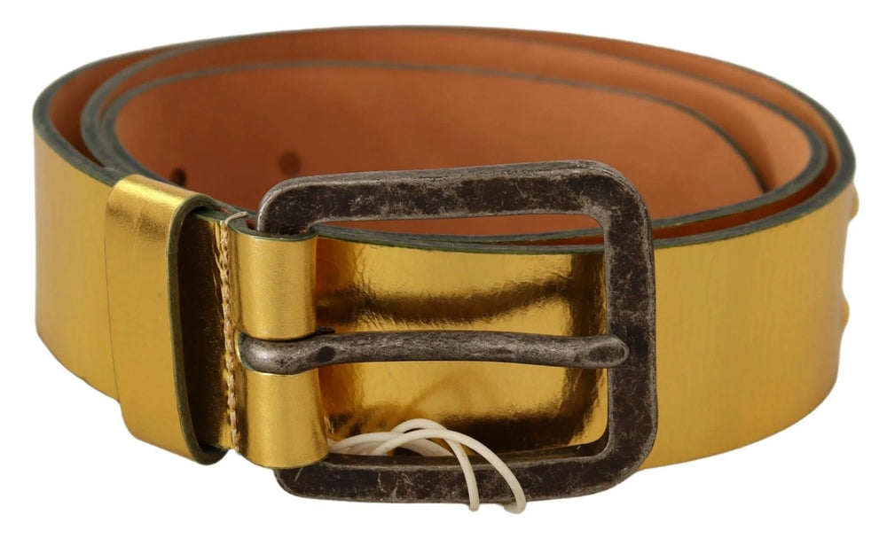 John Galliano Gold Genuine Leather Rustic Silver Buckle Waist Belt - 100 cm / 40 Inches - Belts