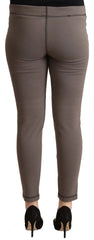 John Galliano Gray Cotton Mid Waist Stretch Leggings Cropped Pants - IT42|M - Leggings