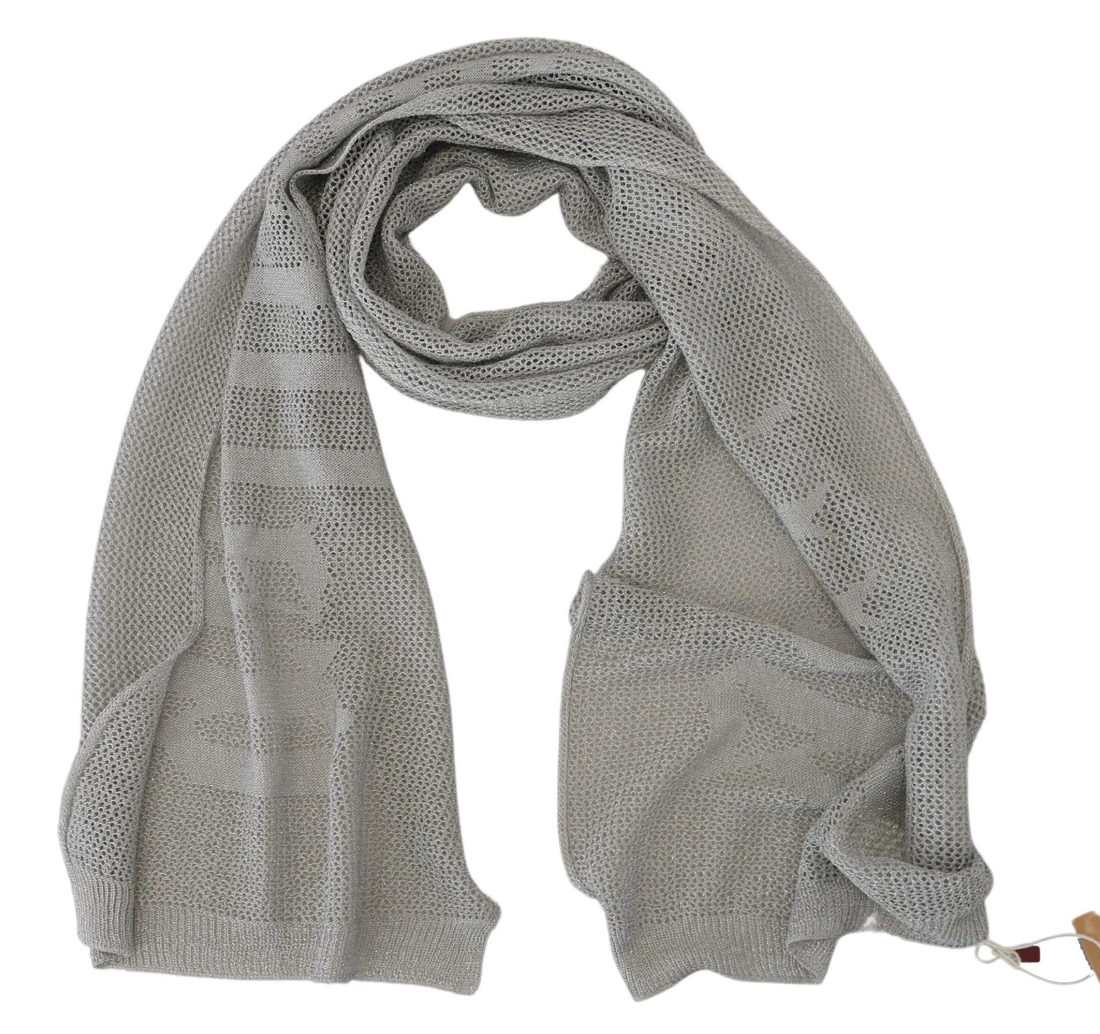 John Galliano Gray Logo Knitted Neck Wrap Shawl Foulard Scarf - Scarves & Shawls