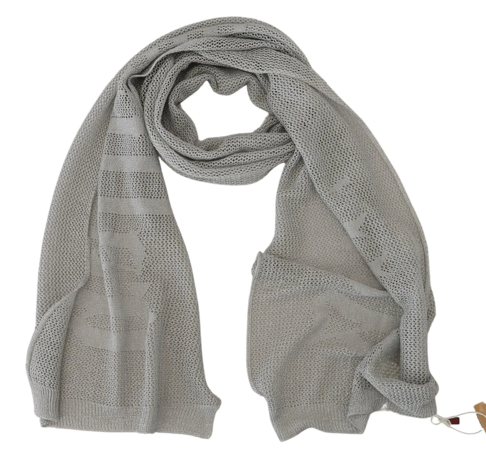 John Galliano Gray Logo Knitted Neck Wrap Shawl Foulard Scarf - Scarves & Shawls