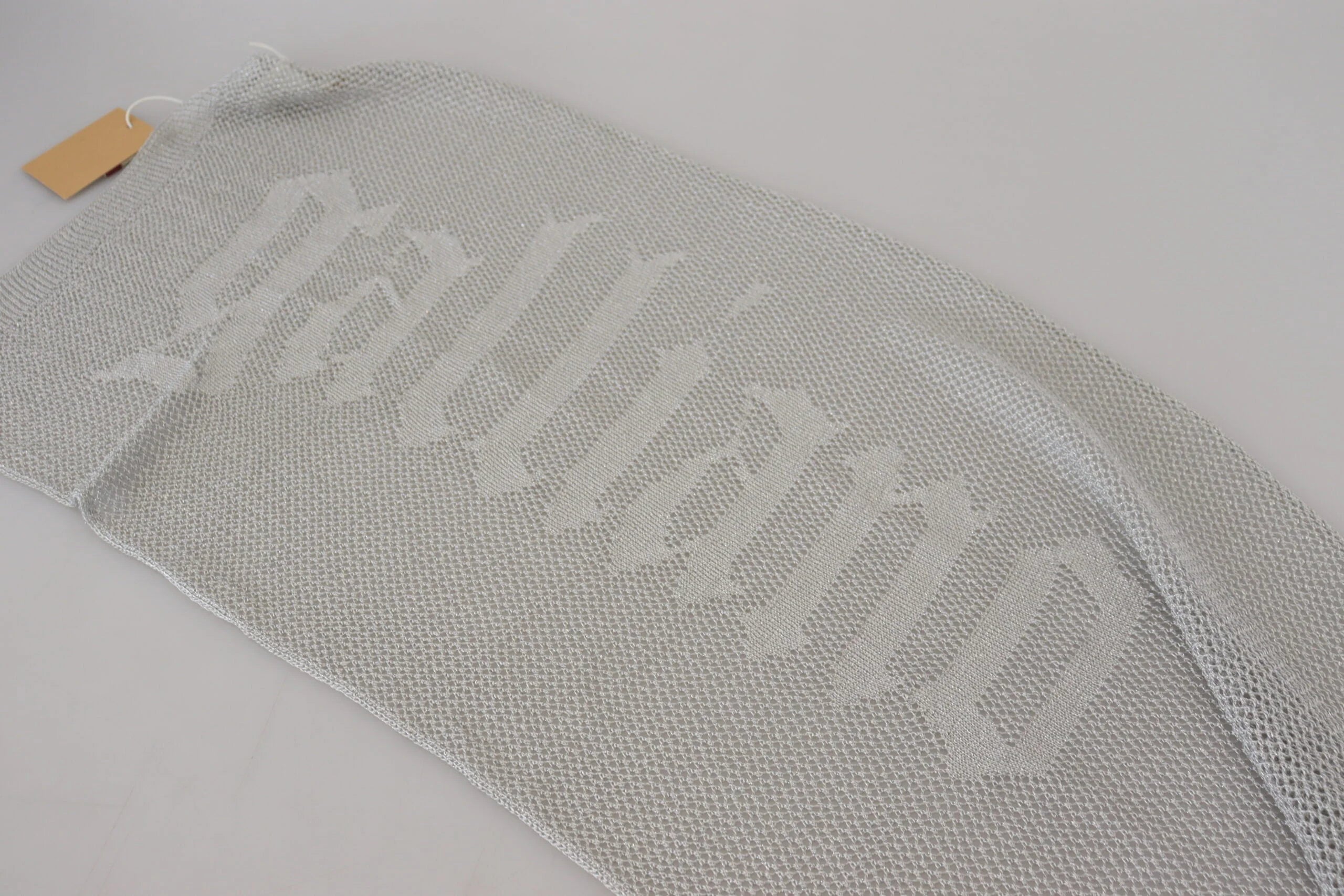 John Galliano Gray Logo Knitted Neck Wrap Shawl Foulard Scarf - Scarves & Shawls