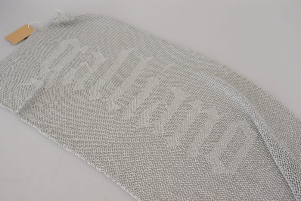 John Galliano Gray Logo Knitted Neck Wrap Shawl Foulard Scarf - Scarves & Shawls