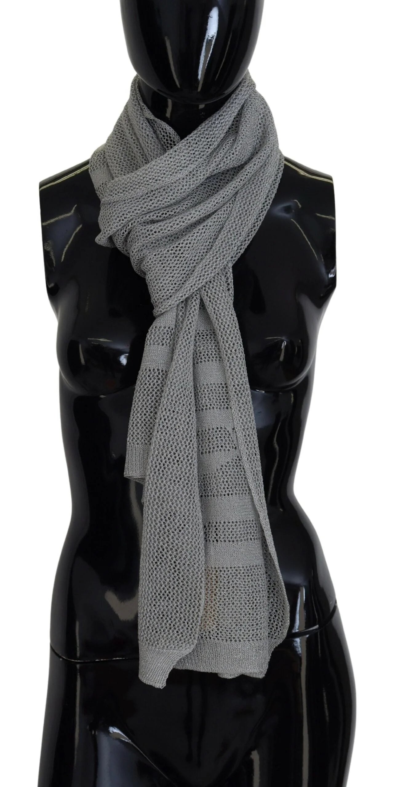 John Galliano Gray Logo Knitted Neck Wrap Shawl Foulard Scarf - Scarves & Shawls