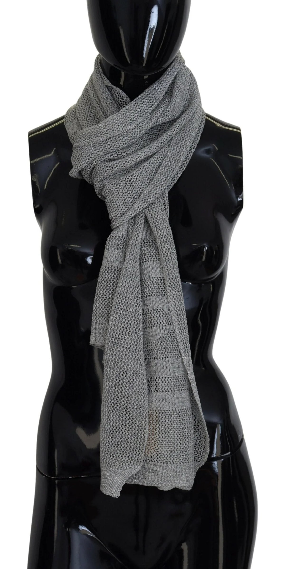 John Galliano Gray Logo Knitted Neck Wrap Shawl Foulard Scarf - Scarves & Shawls