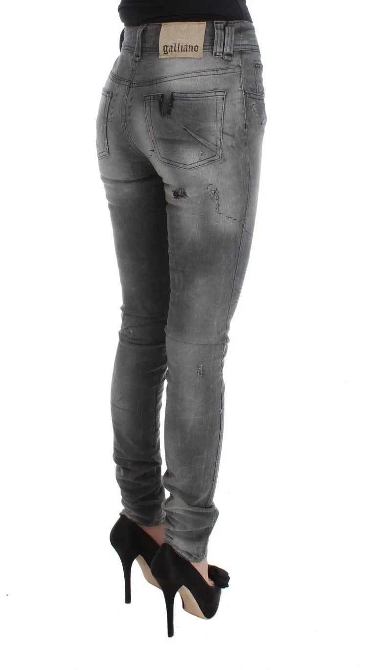 John Galliano Gray Wash Cotton Blend Slim Fit Denim Jeans Pants - Jeans