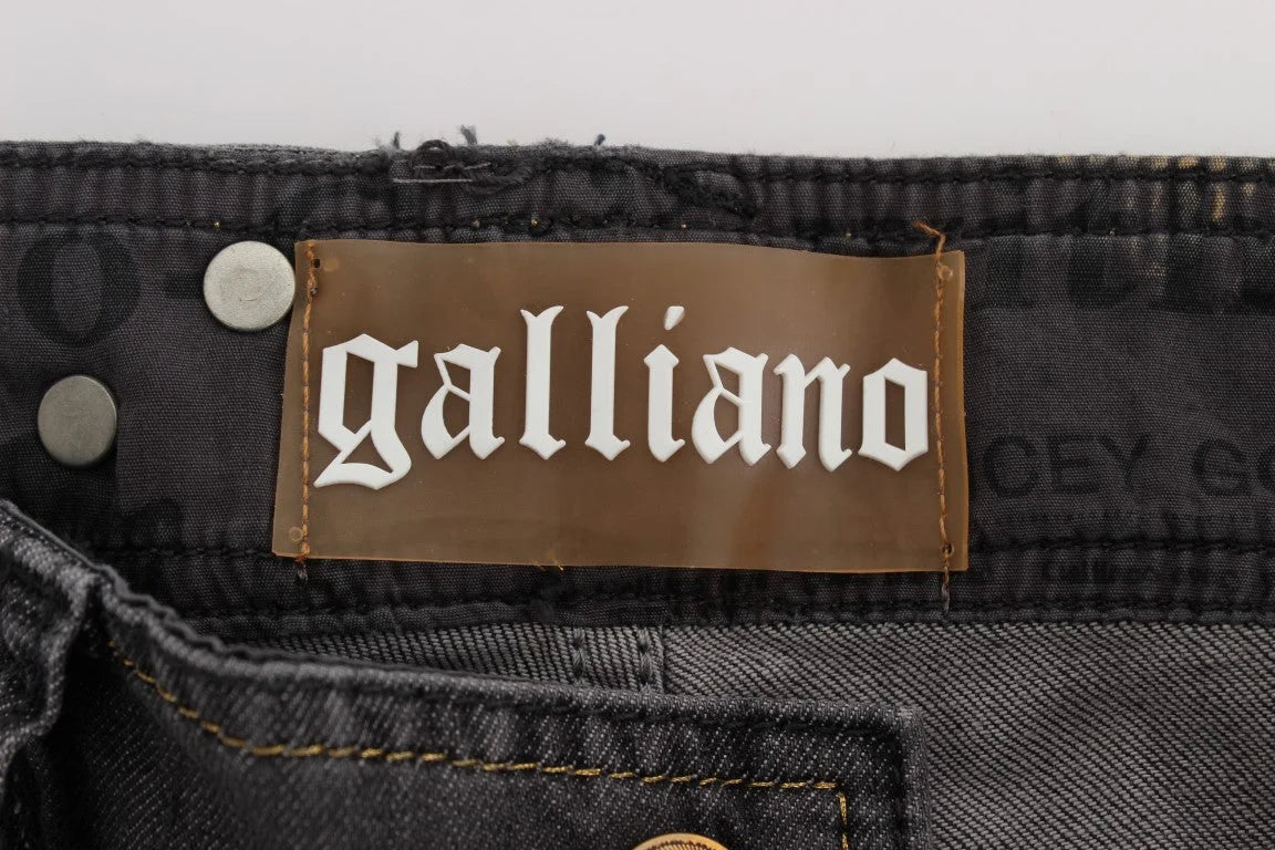 John Galliano Gray Wash Cotton Blend Slim Fit Stretch Jeans - Jeans