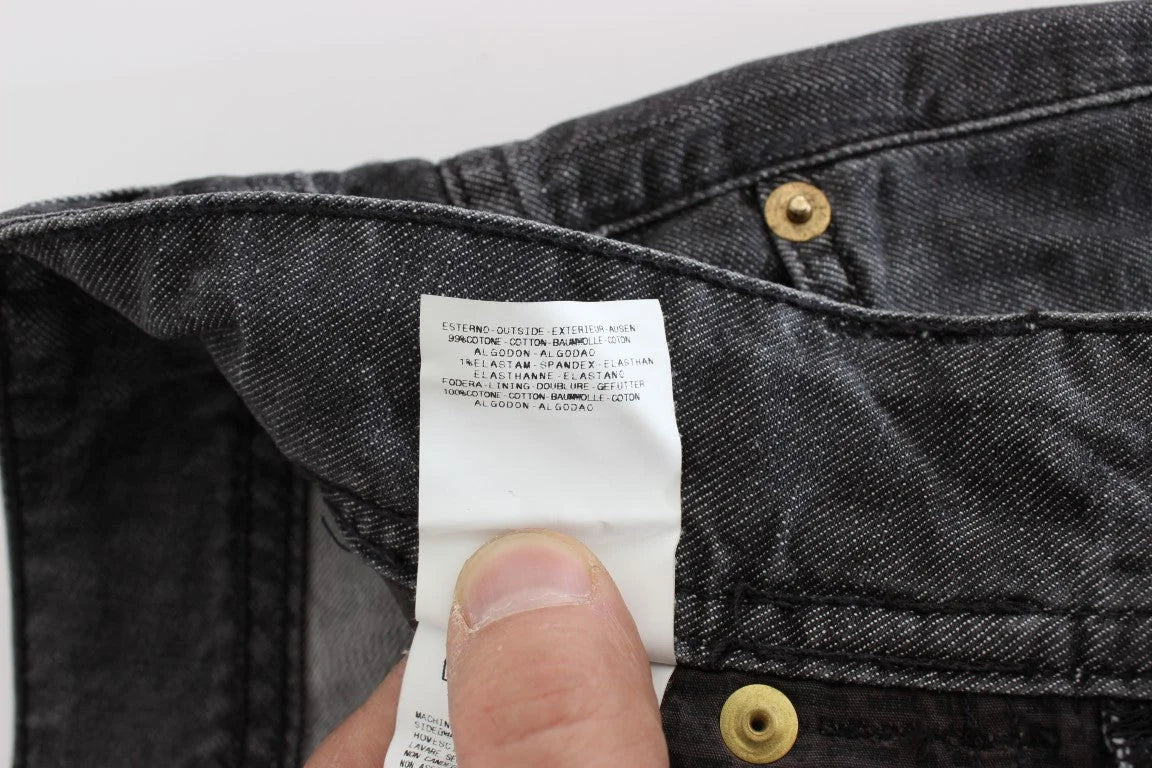 John Galliano Gray Wash Cotton Torn Straight Fit Jeans - W26 - Jeans