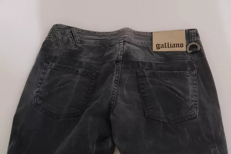 John Galliano Grey Washed Low Waist Zipper Side Skinny Denim Jeans - W26 - Jeans