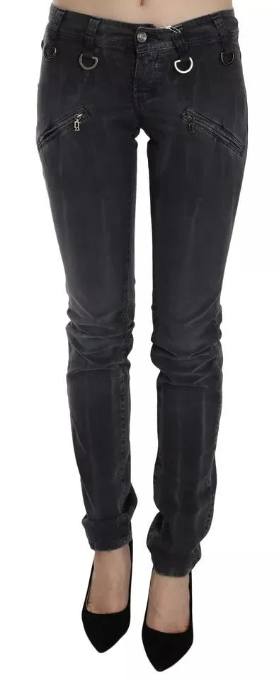 John Galliano Grey Washed Low Waist Zipper Side Skinny Denim Jeans - W26