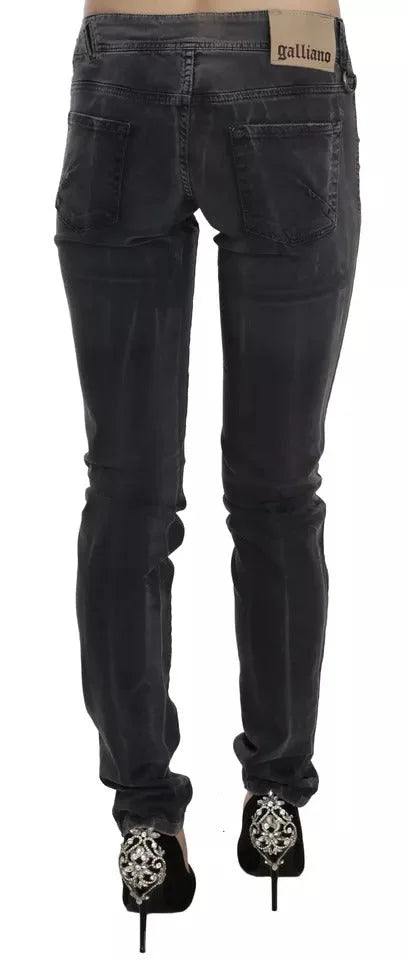 John Galliano Grey Washed Low Waist Zipper Side Skinny Denim Jeans - W26 - Jeans