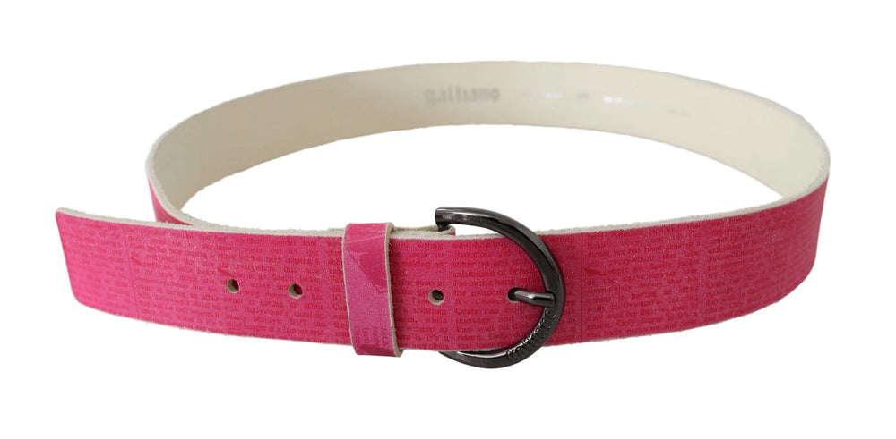 John Galliano Pink Leather Letter Logo Design Round Buckle Belt - Belts