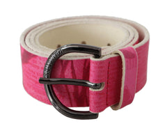 John Galliano Pink Leather Letter Logo Design Round Buckle Belt - Belts