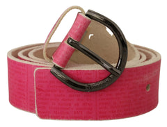 John Galliano Pink Leather Letter Logo Round Buckle Waist Belt - 100 cm / 40 Inches - Belts