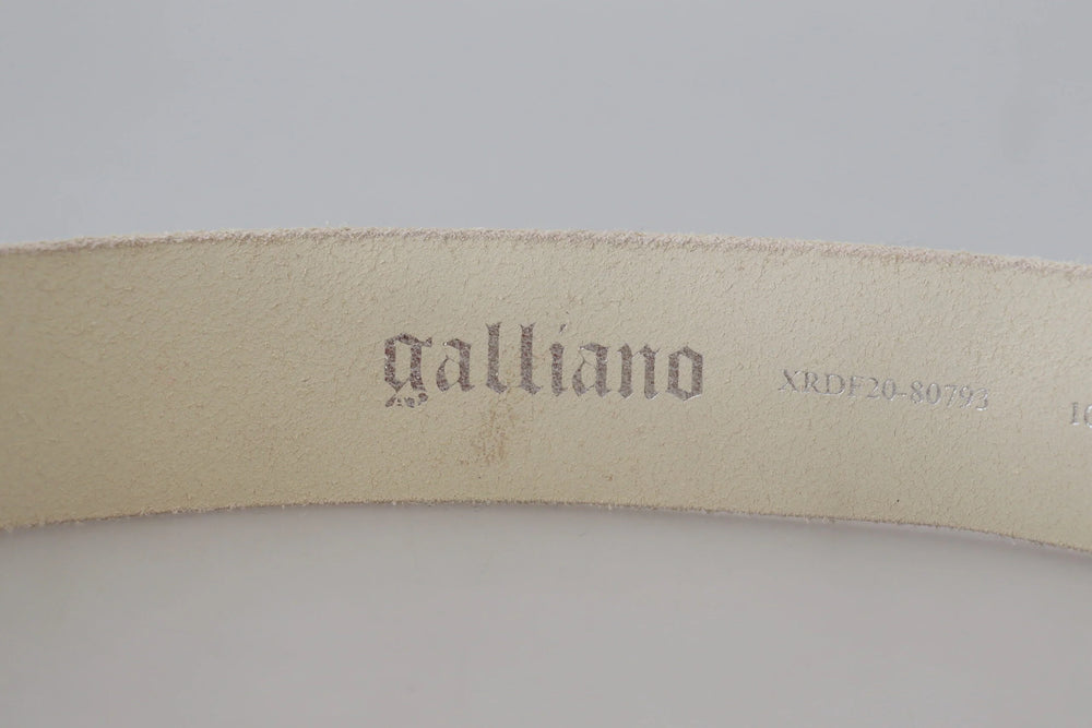 John Galliano Pink Leather Letter Logo Round Buckle Waist Belt - 100 cm / 40 Inches - Belts