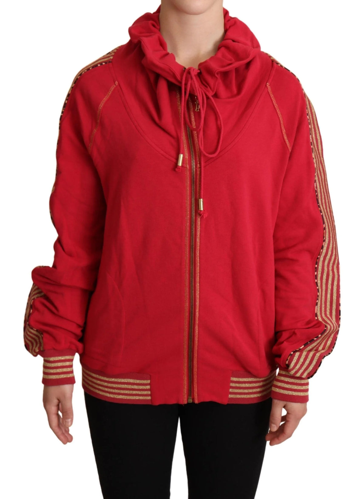 John Galliano Red Full Zip Jacket Sweatshirt Hooded Sweater - IT40|S - Hoodies