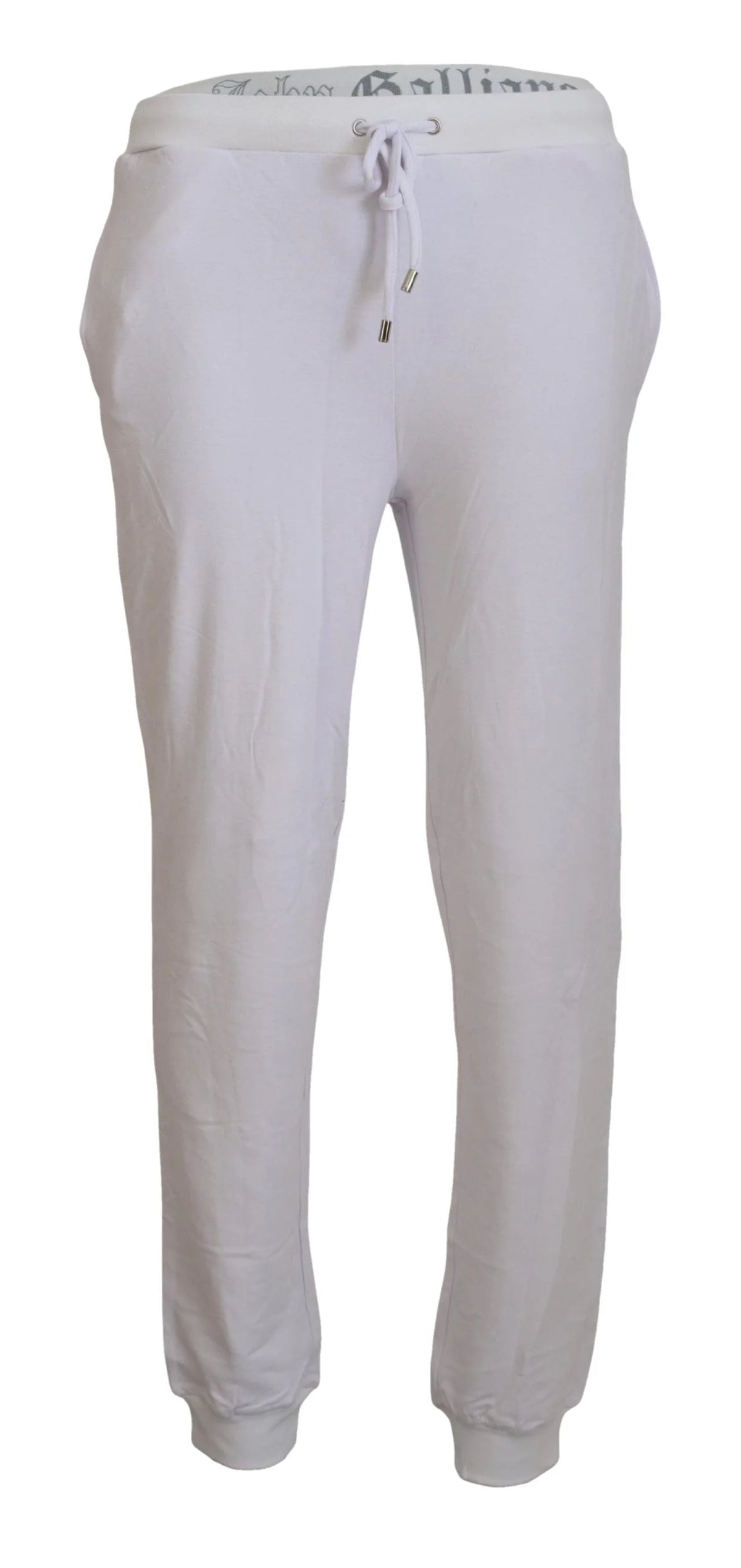 John Galliano White Cotton Logo Mens Jogger Pants - IT46 | S - Joggers