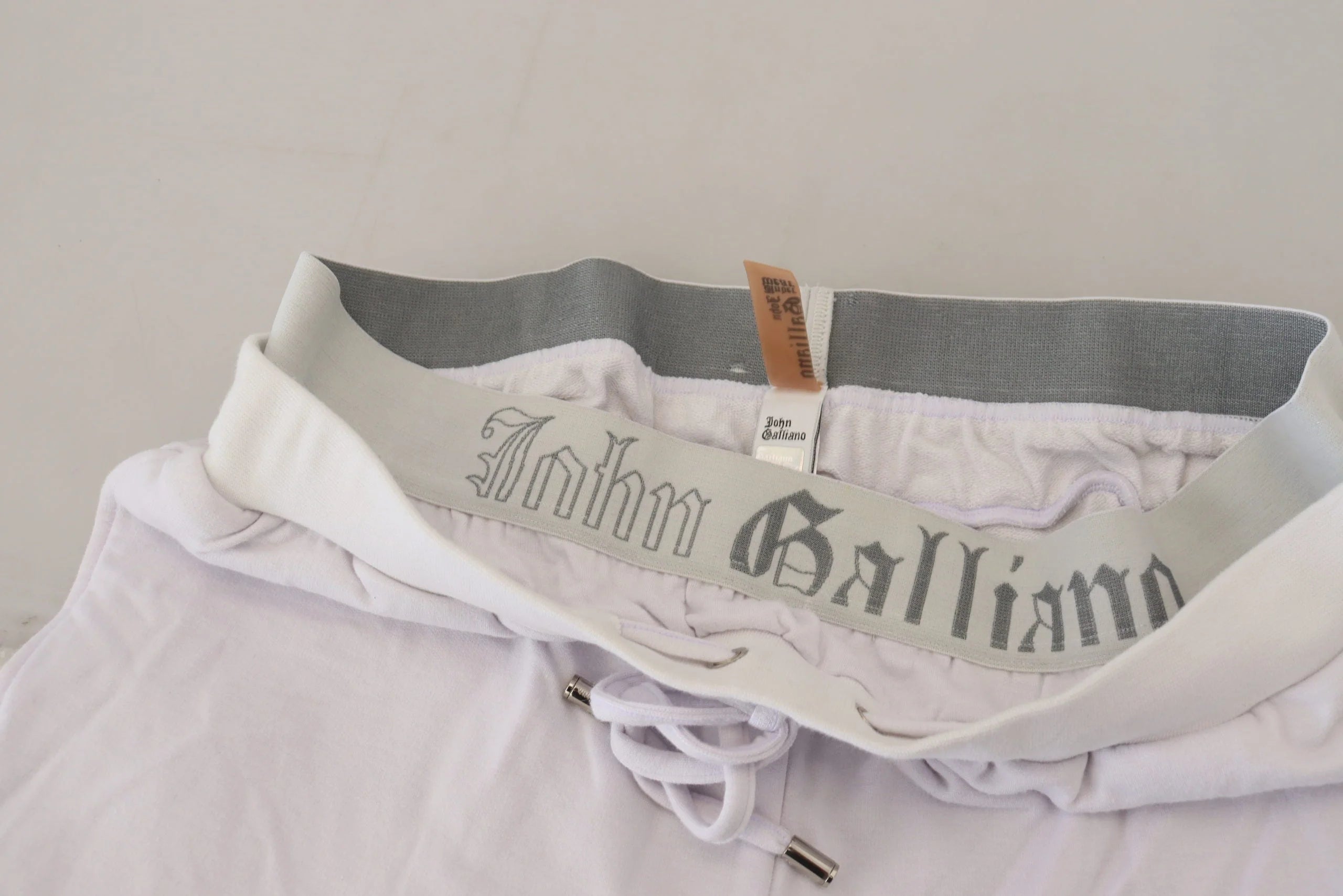 John Galliano White Cotton Logo Mens Jogger Pants - IT46 | S - Joggers