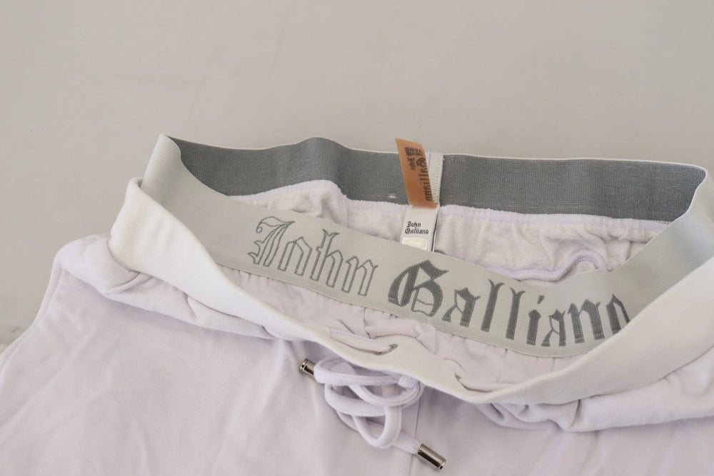 John Galliano White Cotton Logo Mens Jogger Pants - IT46 | S - Joggers