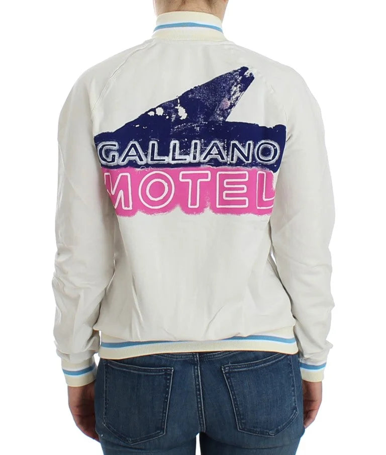 John Galliano White Mock Zip Cardigan Sweatshirt Sweater - Cardigans