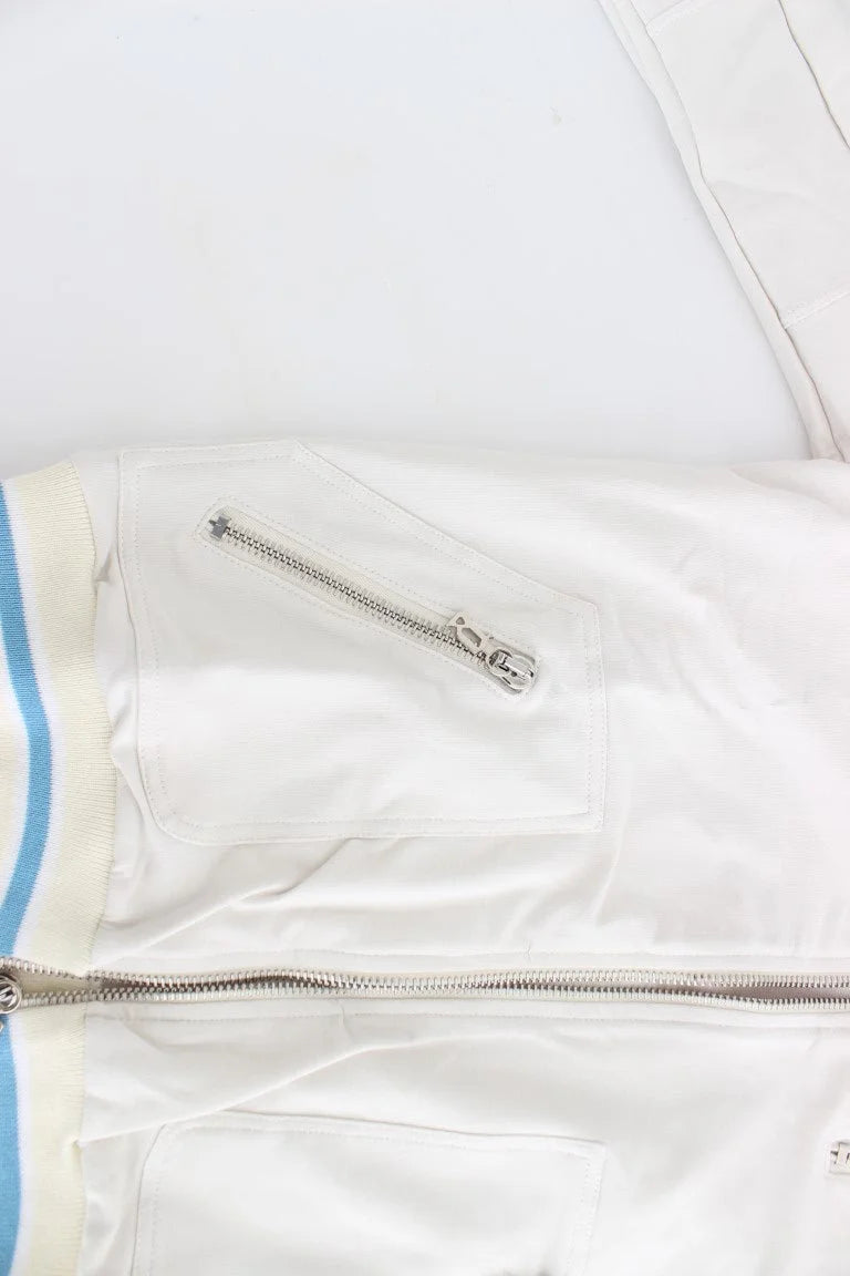 John Galliano White Mock Zip Cardigan Sweatshirt Sweater - Cardigans