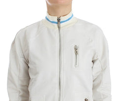 John Galliano White Mock Zip Cardigan Sweatshirt Sweater - Cardigans