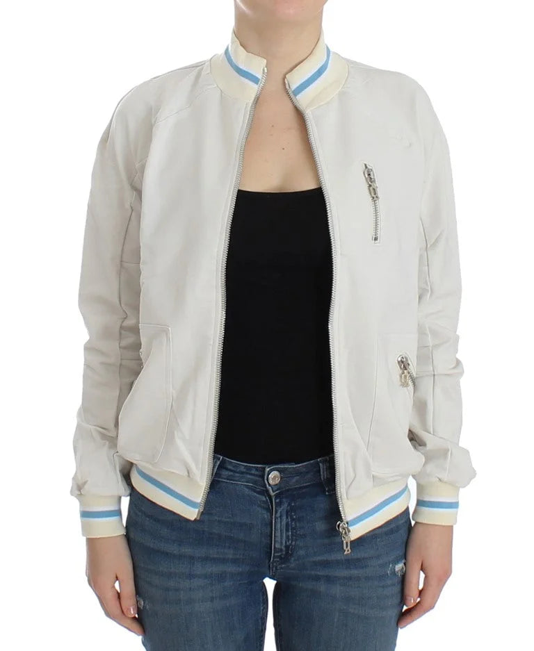 John Galliano White Mock Zip Cardigan Sweatshirt Sweater - Cardigans