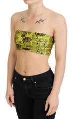 John Galliano Yellow Newspaper Print Cropped Blouse - Tank Tops