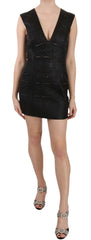 John Richmond Black Leather Studded Mini Shift Dress - Dresses