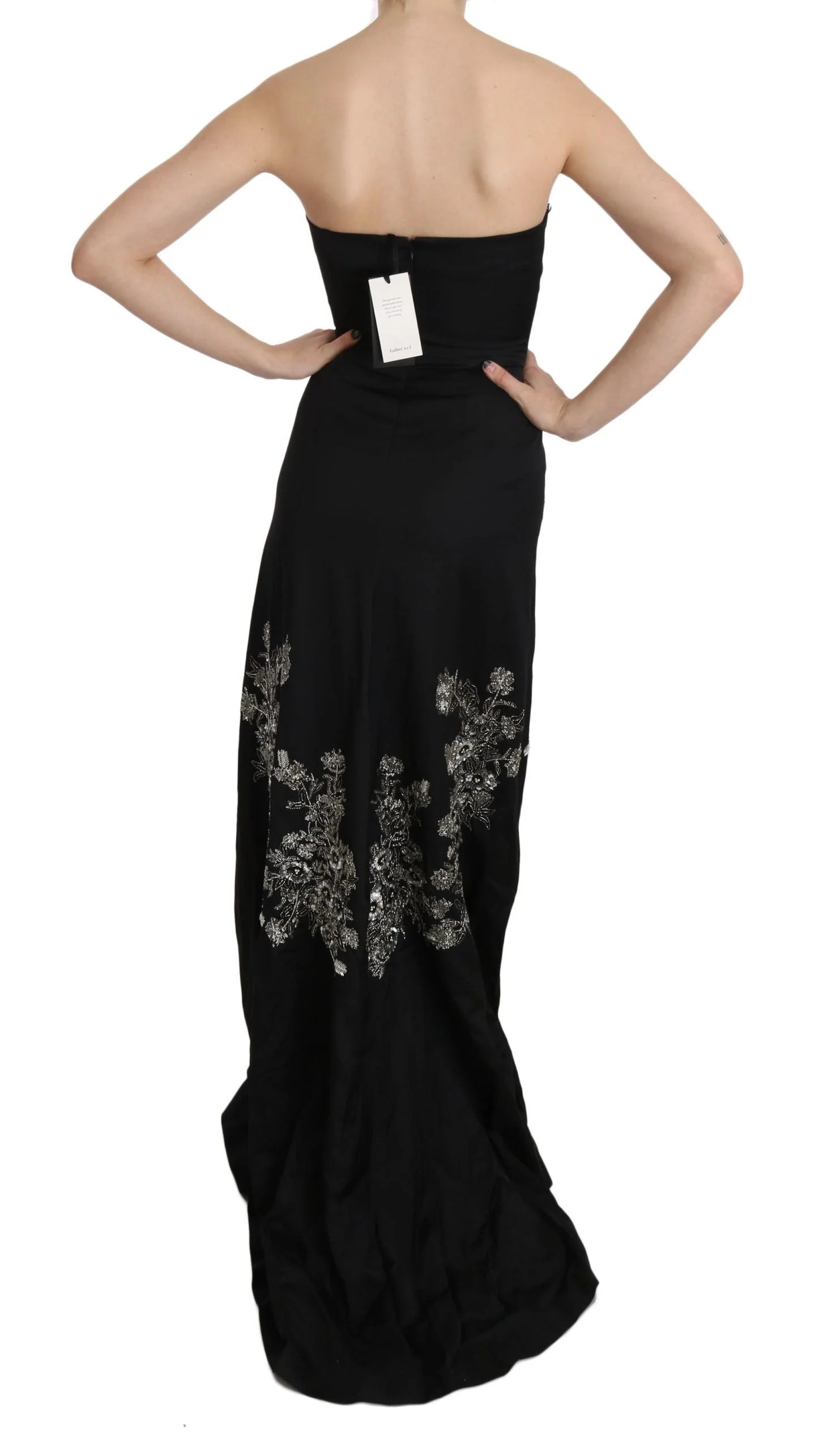 John Richmond Vestido de gala con lentejuelas negras y corte evasivo