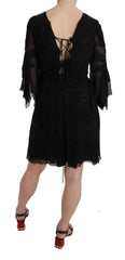 John Richmond Black Sequined Silk Mini Shift Gown - IT44|L - Dresses