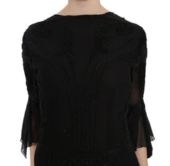John Richmond Black Sequined Silk Mini Shift Gown - IT44|L - Dresses
