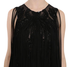 John Richmond Black Silk Beaded Sequined Sheer Dress - IT42|M - Dresses
