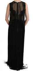 John Richmond Black Silk Beaded Sequined Sheer Dress - IT42|M - Dresses