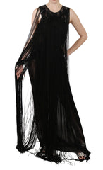 John Richmond Black Silk Beaded Sequined Sheer Dress - IT42|M - Dresses