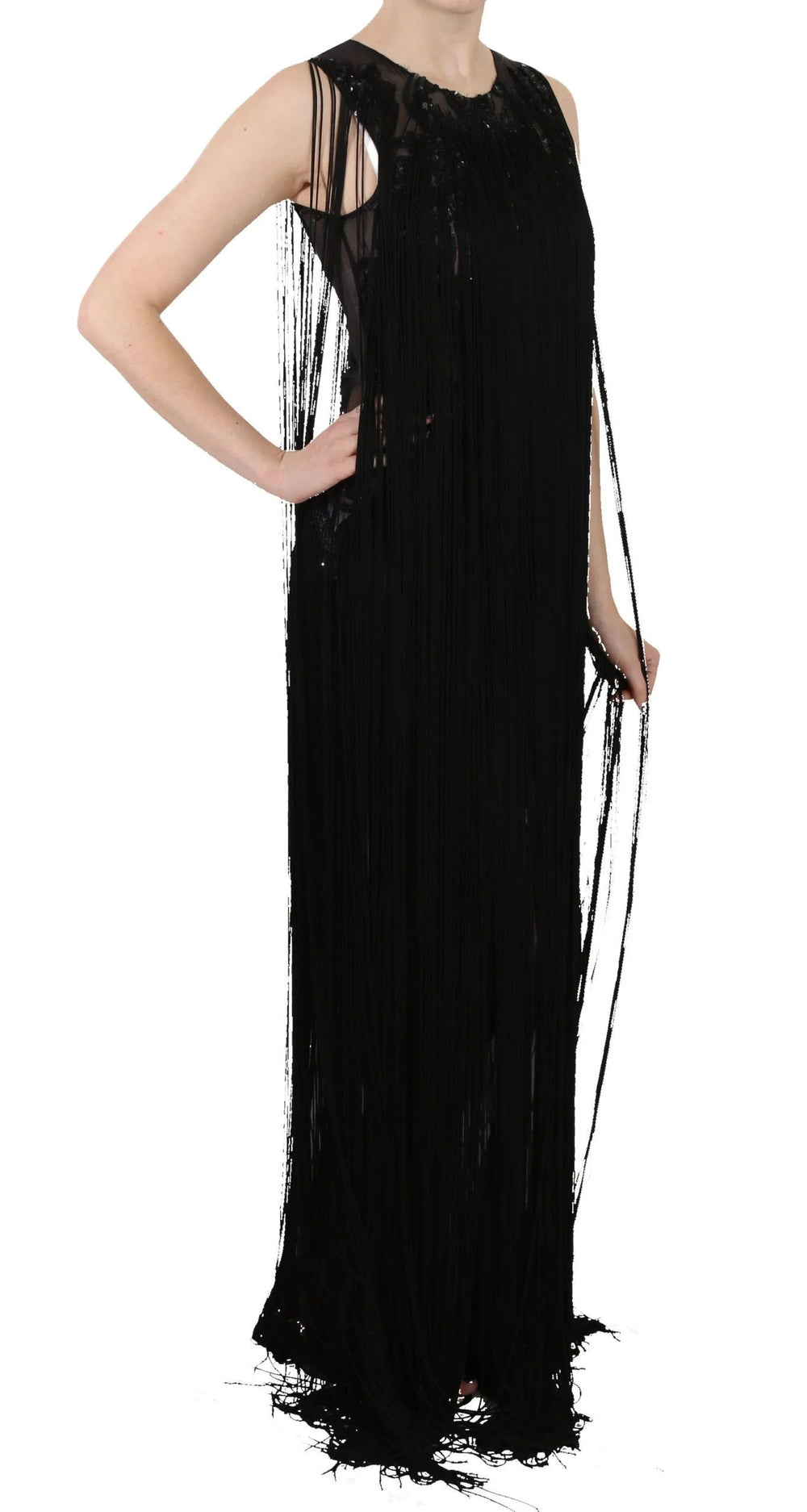 John Richmond Black Silk Beaded Sequined Sheer Dress - IT42|M - Dresses