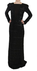 John Richmond Black Silk Full Length Sequined Gown Dress - IT40|S - Dresses