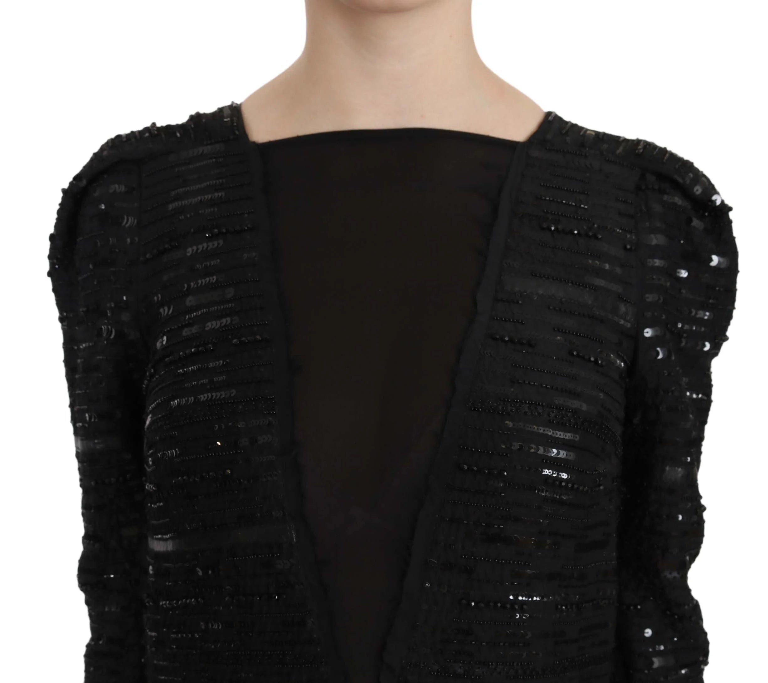 Vestido largo de seda con lentejuelas negro John Richmond - IT40|S