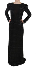 Vestido largo de seda con lentejuelas negro John Richmond - IT40|S