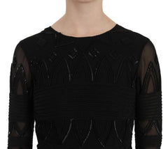 John Richmond Vestido Mini Cambiado de Seda con Sequin Negro