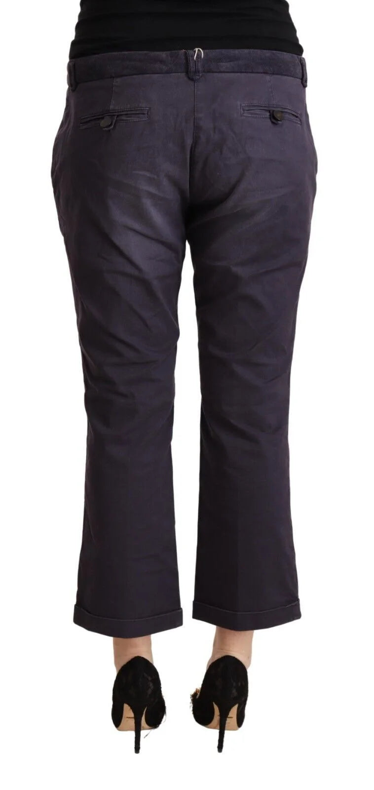 Jucca Black Low Waist Folded Hem Flared Cropped Pants - IT46|XL - Trousers