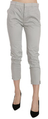 Jucca Cotton Gray High Waist Skinny Cropped Trousers Pants - IT42|M