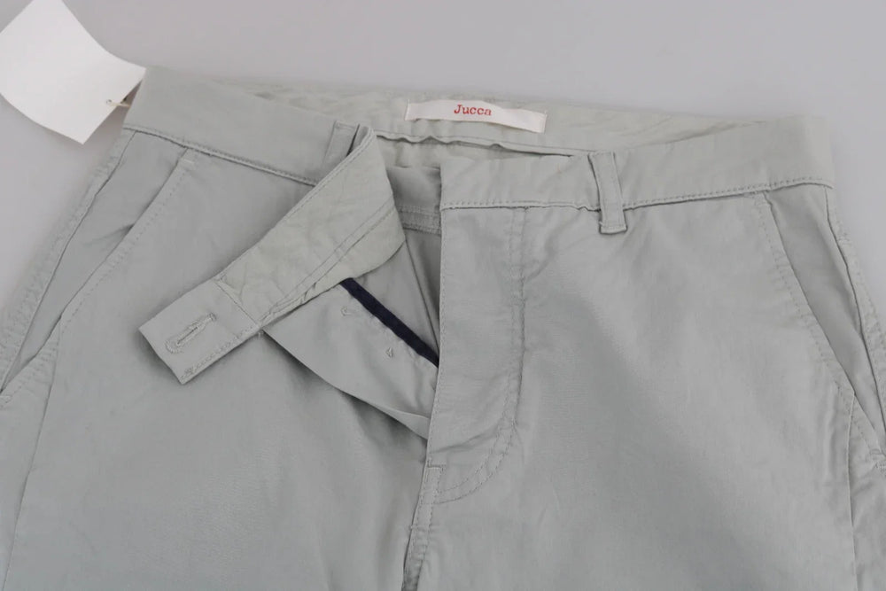 Jucca Cotton Gray High Waist Skinny Cropped Trousers Pants - IT42|M