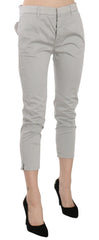 Jucca Cotton Gray High Waist Skinny Cropped Trousers Pants - IT42|M