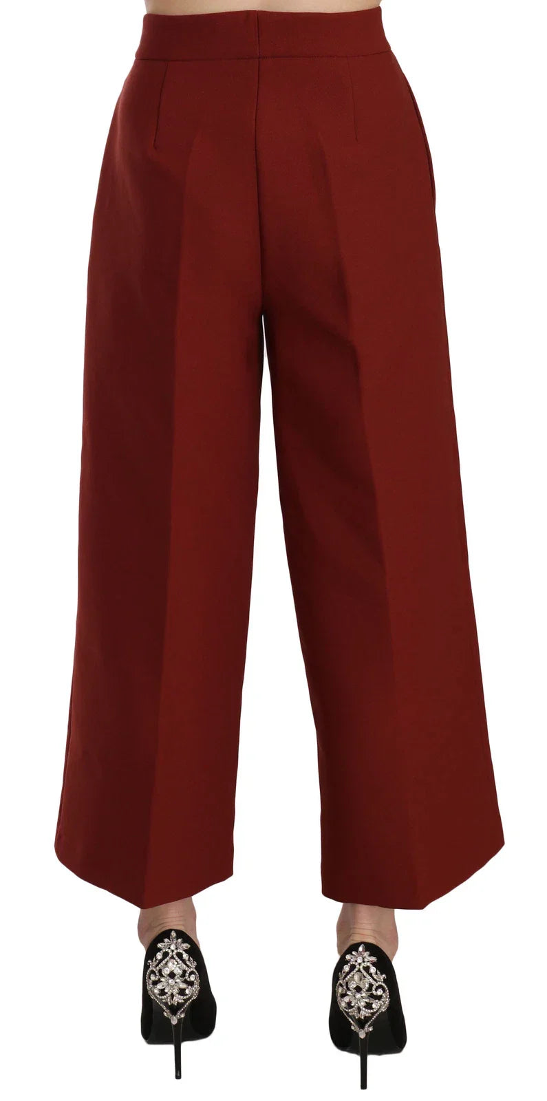Jucca Red High Waist Cropped Flared Dress Formal Trouser Pants - IT44 | L - Trousers