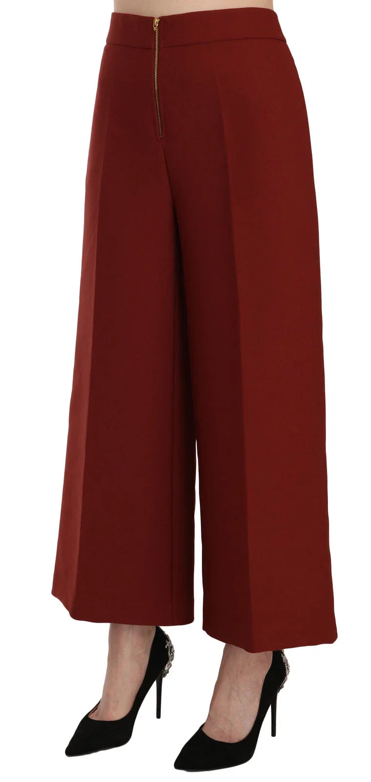 Jucca Red High Waist Cropped Flared Dress Formal Trouser Pants - IT44 | L - Trousers