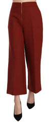 Jucca Red High Waist Cropped Flared Dress Formal Trouser Pants - IT44 | L - Trousers