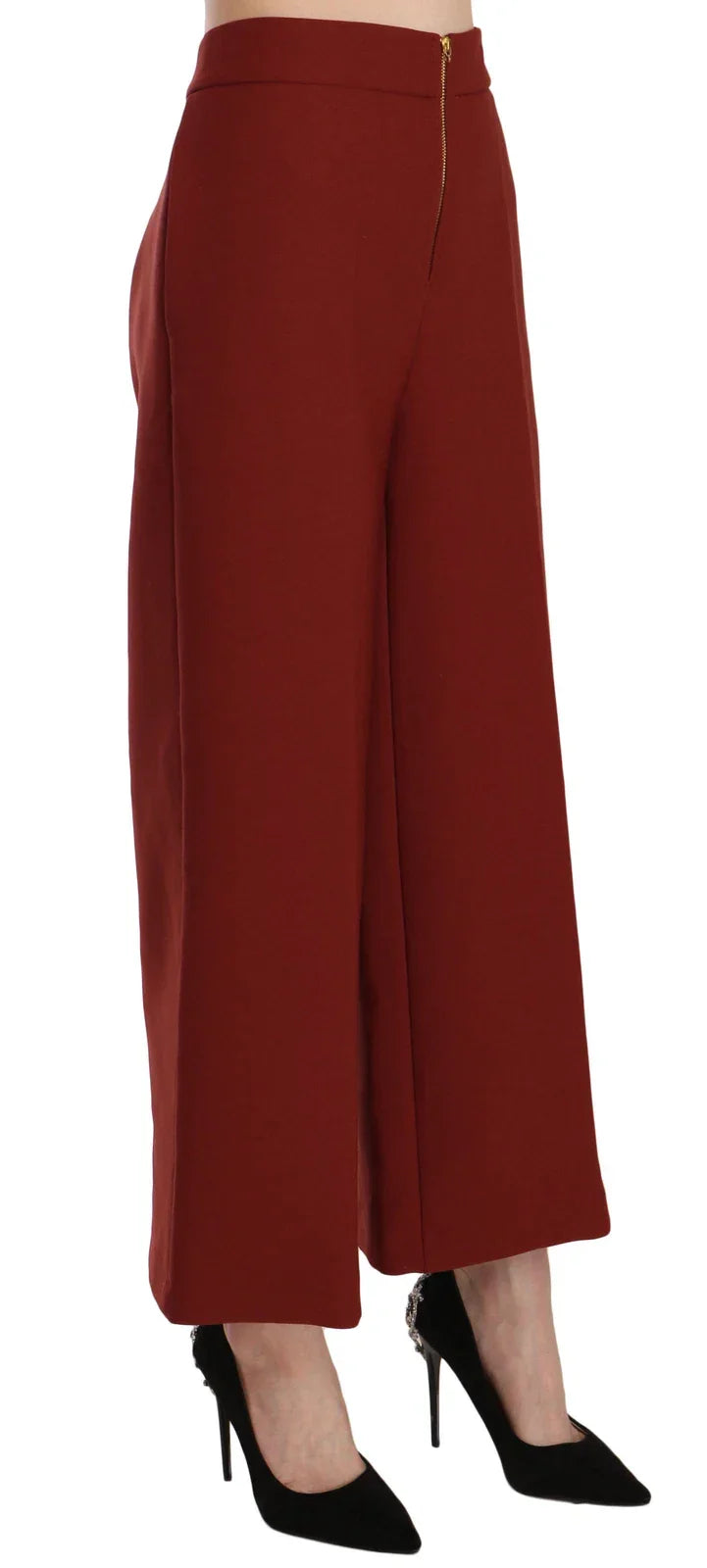 Jucca Red High Waist Cropped Flared Dress Formal Trouser Pants - IT44 | L - Trousers