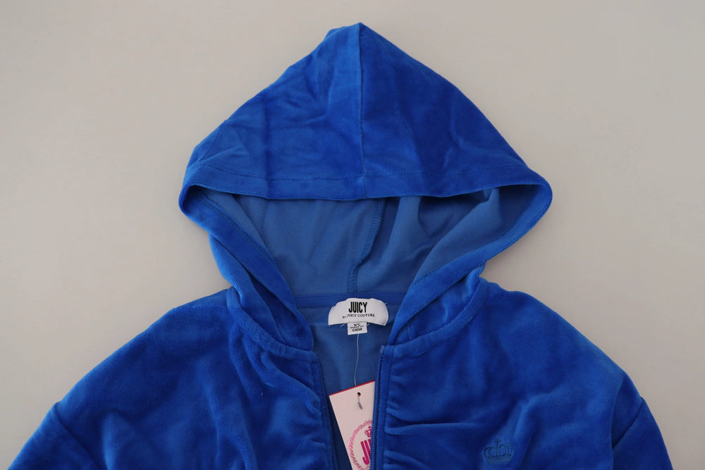 Juicy Couture Blue Cotton Full Zip Cropped Hooded Sweatshirt Sweater - IT38 | XS - Hoodies