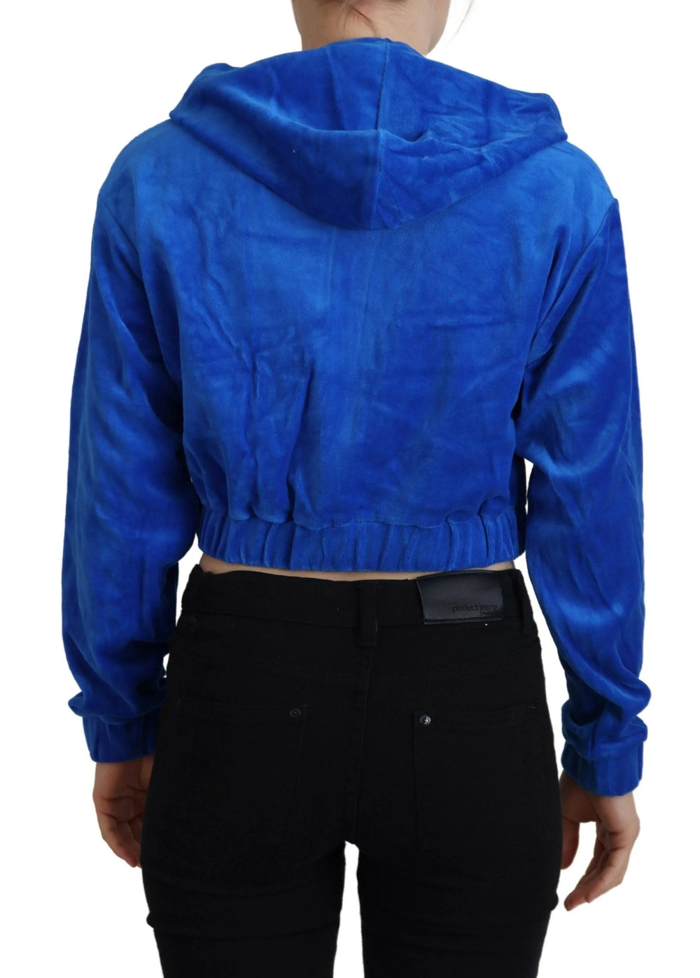 Juicy Couture Blue Cotton Full Zip Cropped Hooded Sweatshirt Sweater - IT38 | XS - Hoodies